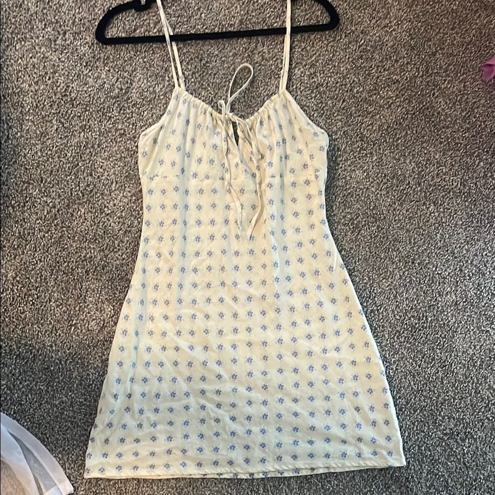 ROLLA'S Cream Dress with Blue Floral Design